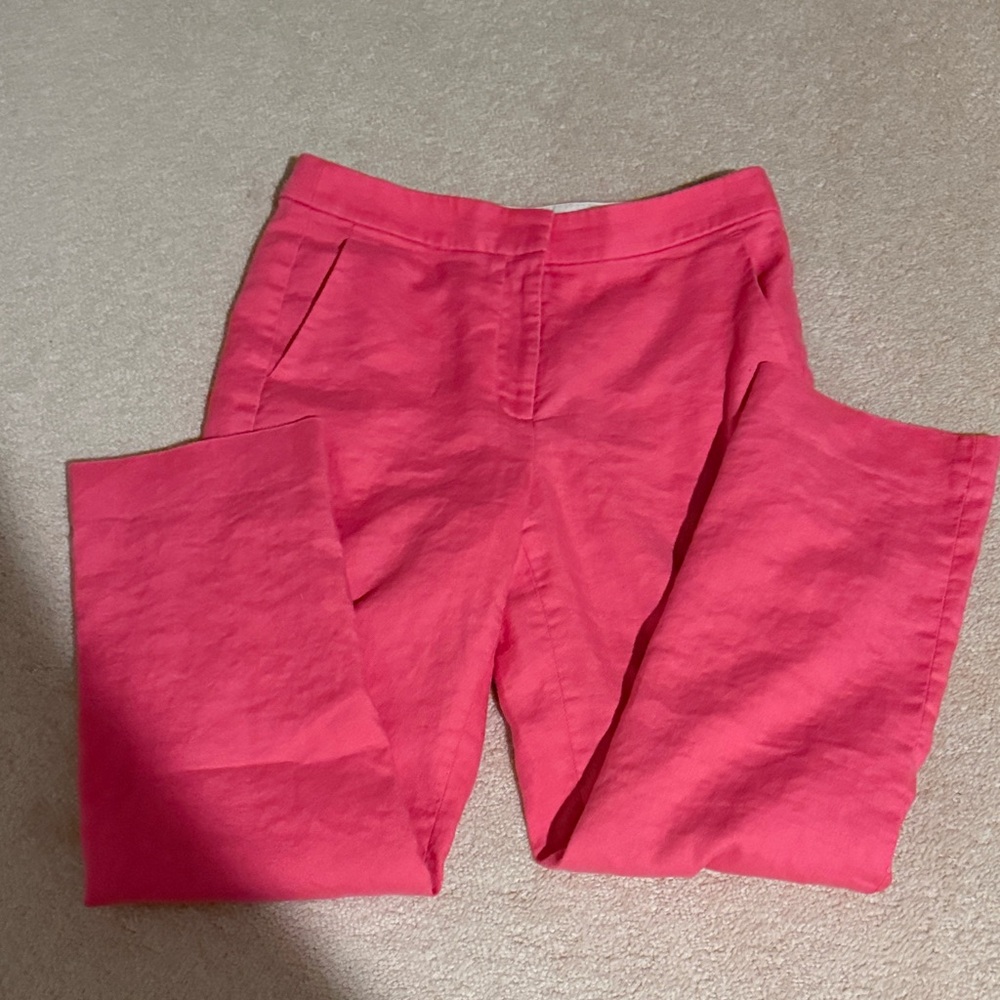 J. Crew Kate Vibrant Pink Straight Leg Pants - Picture 2 of 7